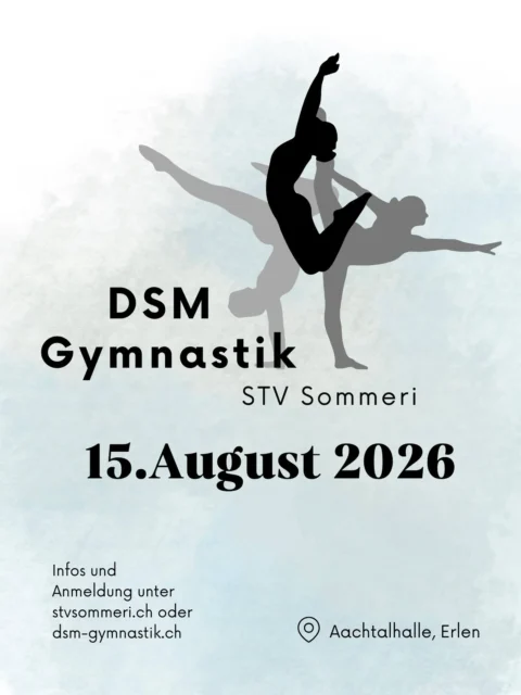 Am 15. August dörfed mir die diesjöhrig Dütschschwizermeisterschafte i dä Gymnastik durefüehre!🥳🤩 Dä Qualifikationswettkampf für dSchwiizermeisterschafte bringt beiidruckendi Choreografie und Präzision uf Erlä id Aachtalhalle.👯🏼‍♀️

Mir freued üs, Turnerinne und Turner us dä Dütschschwiiz bi üs Willkomme z‘heissä und zäme es sportlichs Highlight dörfe z‘erläbe!🙌🏻 sAmeldetool isch bereits offä und du findsch dä Link uf üsere Homepage oder direkt uf dä Homepage vom Dütschschwiizer Gymnastikverein.

Mir freued üs uf eu!😉😎

#gymnastik#chumdochau#quali#dsm#erlen