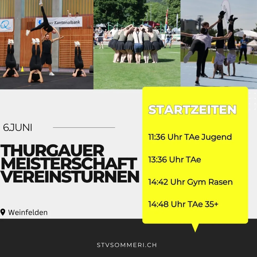 Nochem Wettkampf isch vorem Wettkampf!🤩 Und so gohts dä Samstig bereits wiiter miteme Highlight: dTGM im Vereinsturne!💪🏻🥳 Mir freued üs bsunders, dass au üsi Jugend mit am Start isch und mir alli zäme chönd Vollgas geh!🤘🏻

Mir freued üs über viel Fans am Feldrand!😉

#tgm#letsgo#jugend#gym#aerobic