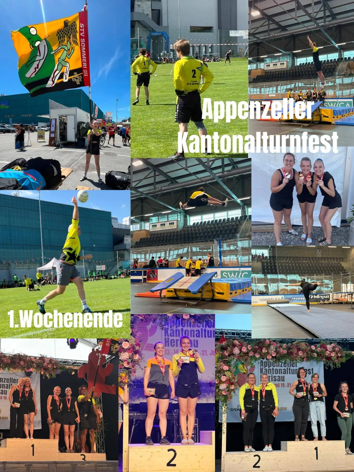 Was für äs Wuchenend!🤩
Mir hend bereits scho serste Wuchenend vom Turnfest hinder üs.💪🏻 Alli hend Vollgas geh und ihres Beste zeiged. Au wenn nöd immer alles ganz noch Plan gloffe isch, hend üsi Paar e Hammerleistig zeiged:

- 2. Rang Paaraerobic Sina und Patrizia mit de Note 9.93🥳🥈
- ⁠3. Rang Gymnastik Paar Celine und Patrizia mit de Note 9.88💪🏻🥉

Im Turnwettkampf bide Fraue sind dSina und Patrizia gstartet und hend sich vo 95 Turnerinne folgendi Räng chöne sichere:

- 2. Rang Patrizia mit 29.36🥈🥳
- ⁠18. Rang Sina mit 27.64 🏅🙌🏻

Im Turnwettkampf bi dä Manne sind dä Pascal, dä Andi und dä Thomas gstartet und hend sich vo 146 Turner folgendi Räng chöne sichere:

- 62. Rang Thomas mit 25.35 
- ⁠69. Rang Andreas mit 25.03
- ⁠87. Rang Pascal mit 23.92

Au üsi Fustballer hend alles geh!🥳

Mir sind stolz uf üsi Leistige und es grosses Danke goht au a üsi Kampfrichter, wo ihren Isatz geh hend! Mir freued üs bereits jetzt scho ufs Vereinswuchenend!🤩🥳

#turnfest#einze#plämpel#wasfüresfest#stvsommeri